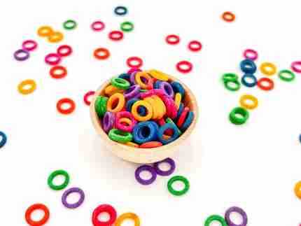 Rainbow O-Shaped Pasta Sensory bin Filler