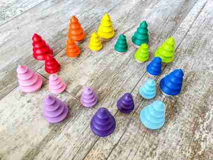 Wooden rainbow trees for sensory play