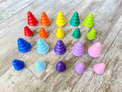 Wooden rainbow trees for sensory play