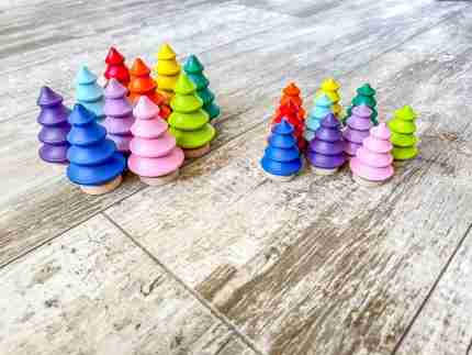 Wooden rainbow trees for sensory play
