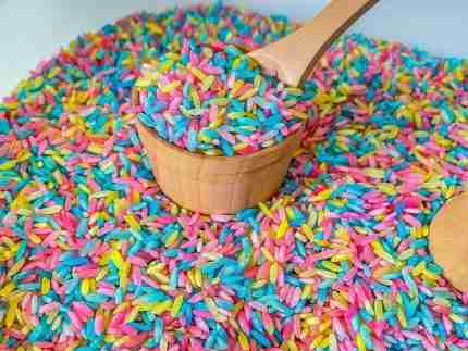 Spring Colored Sensory Rice