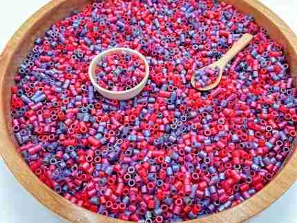 Shimmery valentines day pasta sensory filler