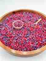 Shimmery valentines day pasta sensory filler