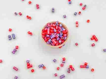 Shimmery valentines day pasta sensory filler