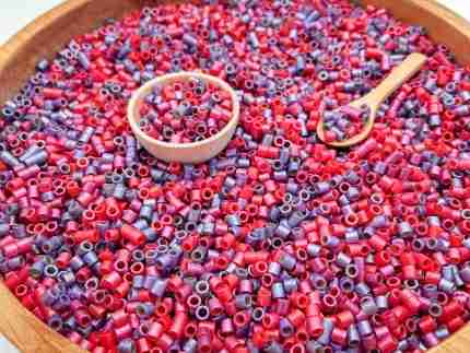Shimmery valentines day pasta sensory filler