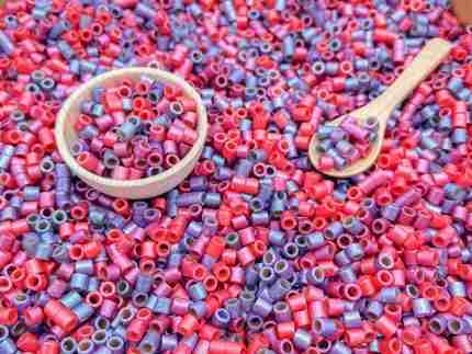 Shimmery valentines day pasta sensory filler