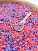 Shimmery valentines day pasta sensory filler