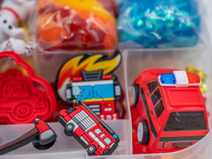 Deluxe Firefighter Play-Doh Kit with colorful dough, fire trucks, Dalmatians and firefighter rescue accessories