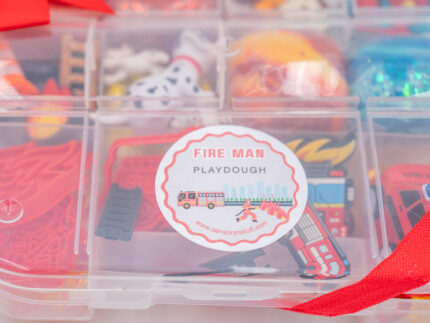 Deluxe Firefighter Play-Doh Kit with colorful dough, fire trucks, Dalmatians and firefighter rescue accessories