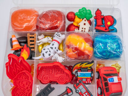 Deluxe Firefighter Play-Doh Kit with colorful dough, fire trucks, Dalmatians and firefighter rescue accessories