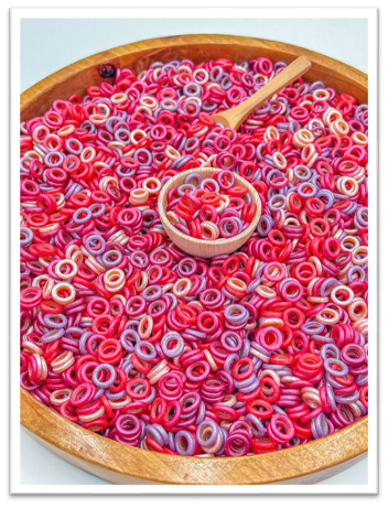 A bowl of colorful rings