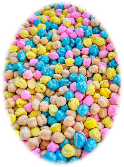 A pile of colorful food
