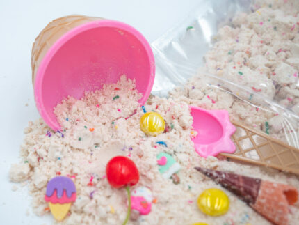 Ice Cream Cloud Dough Budget Bag with moldable cloud dough ice cream cup candy charms and gems