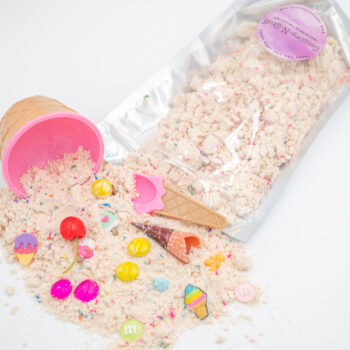 Ice Cream Cloud Dough Budget Bag with moldable cloud dough ice cream cup candy charms and gems