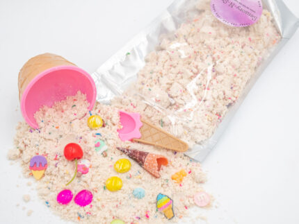 Ice Cream Cloud Dough Budget Bag with moldable cloud dough ice cream cup candy charms and gems