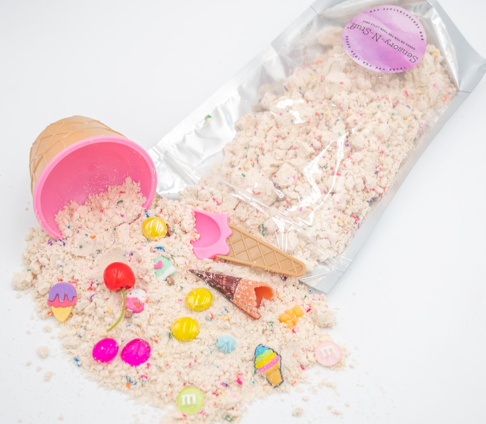 Ice Cream Cloud Dough Budget Bag-3 Ice Cream Cloud Dough Budget Bag with moldable cloud dough ice cream cup candy charms and gems