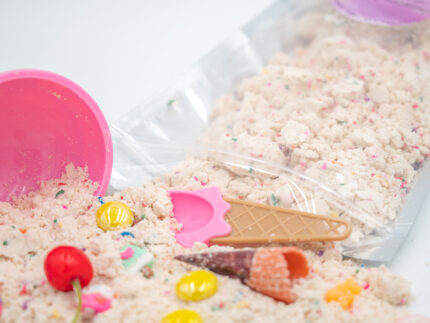 Ice Cream Cloud Dough Budget Bag with moldable cloud dough ice cream cup candy charms and gems