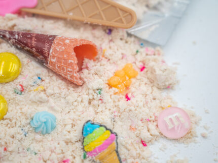 Ice Cream Cloud Dough Budget Bag with moldable cloud dough ice cream cup candy charms and gems