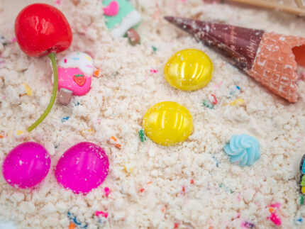 Ice Cream Cloud Dough Budget Bag with moldable cloud dough ice cream cup candy charms and gems