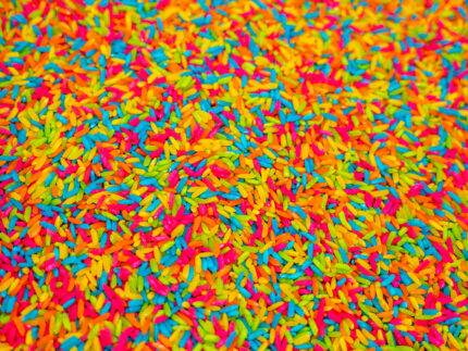 Neon Rainbow Rice sensory filler