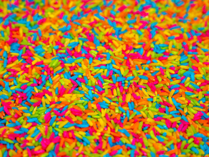 Neon Rainbow Rice sensory filler
