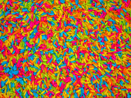 Neon Rainbow Rice sensory filler