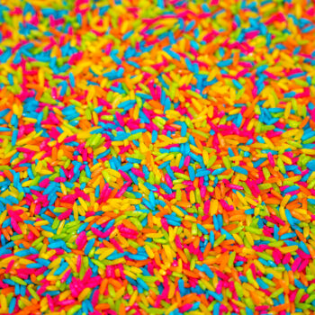 Neon Rainbow Rice sensory filler