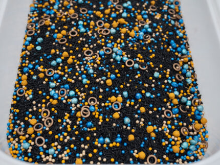 Galaxy Glow Sensory Filler Mix with black rice blue gold pearls chickpeas and O's