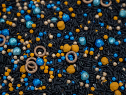 Galaxy Glow Sensory Filler Mix with black rice blue gold pearls chickpeas and O's