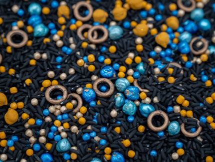 Galaxy Glow Sensory Filler Mix with black rice blue gold pearls chickpeas and O's