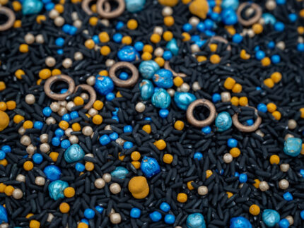 Galaxy Glow Sensory Filler Mix with black rice blue gold pearls chickpeas and O's
