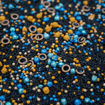 Galaxy Glow Sensory Filler Mix with black rice blue gold pearls chickpeas and O's
