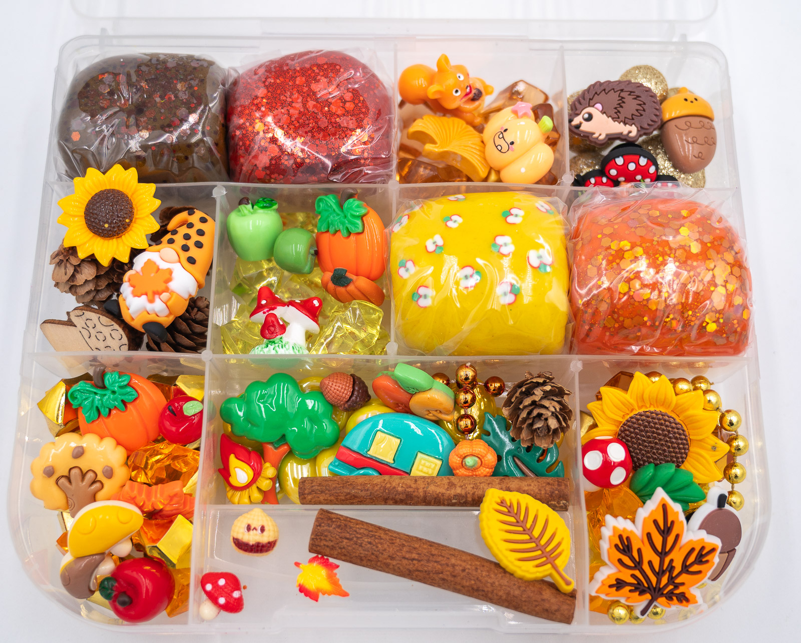 Deluxe Autumn Playdough Kit-1-2 Deluxe Autumn Play-Doh Kit with four fall-colored dough balls, pumpkins, leaves, woodland pieces, gems and autumn accessories