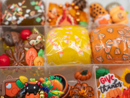Deluxe Thanksgiving Play-Doh Kit with fall-colored dough, turkeys, pumpkins, leaves, sunflowers, gems and Thanksgiving accessories