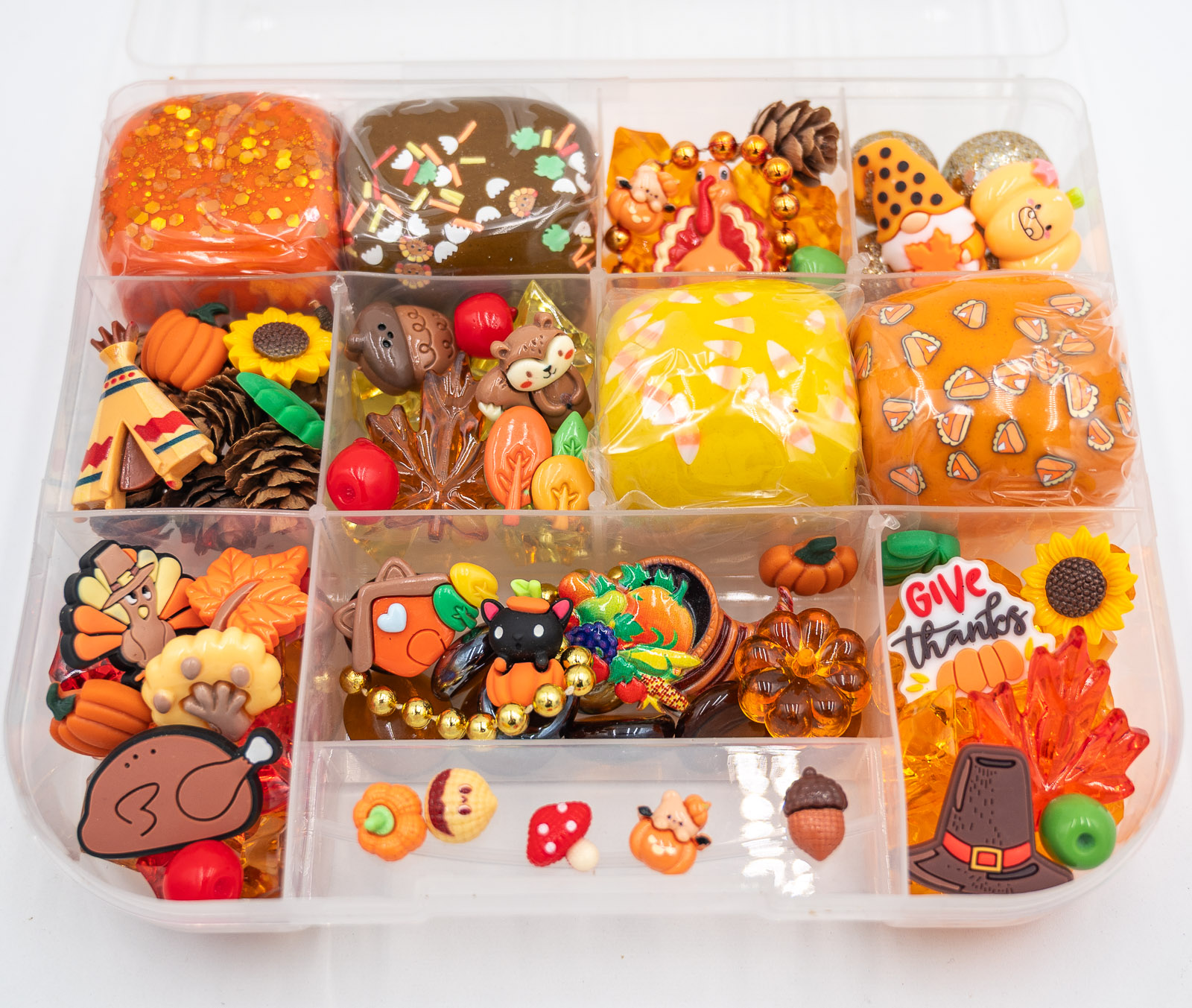 Deluxe Thanksgiving Playdough Kit-4 Deluxe Thanksgiving Play-Doh Kit with fall-colored dough, turkeys, pumpkins, leaves, sunflowers, gems and Thanksgiving accessories