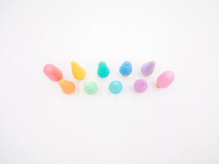 Pastel Wooden Trees set of 10 hand-painted small wooden trees in assorted colors and shapes for sensory and small-world play